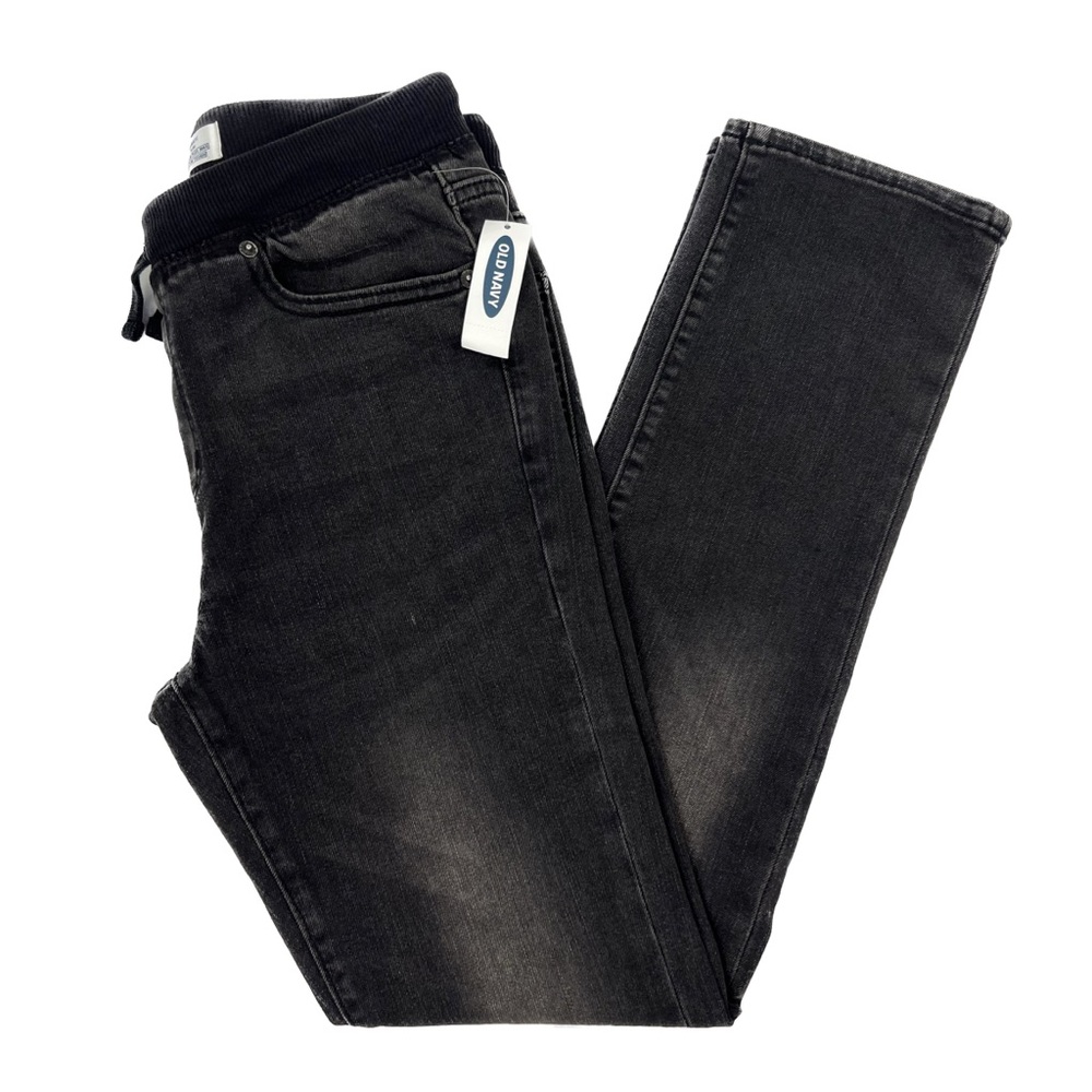 NWT Old Navy Karate Rib Knit Waist Washed Black Pull On Jeans Kids Boys XL 14-16 - Picture 10 of 14